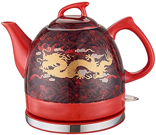 YYDMBH Elektrischer Wasserkocher Elektrischer keramischer kabelloser Wasserkocher Teekanne-Retro 1l-Krug,1200 Watt…