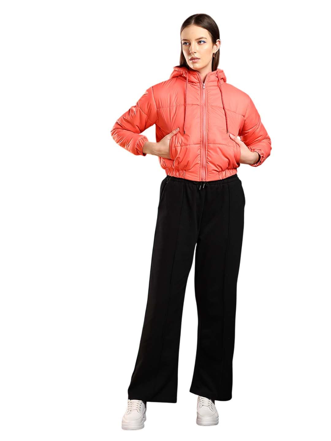 kotty Women's Solid Full Sleeve Zipper Hooded Neck PuffercJacket-picture-14