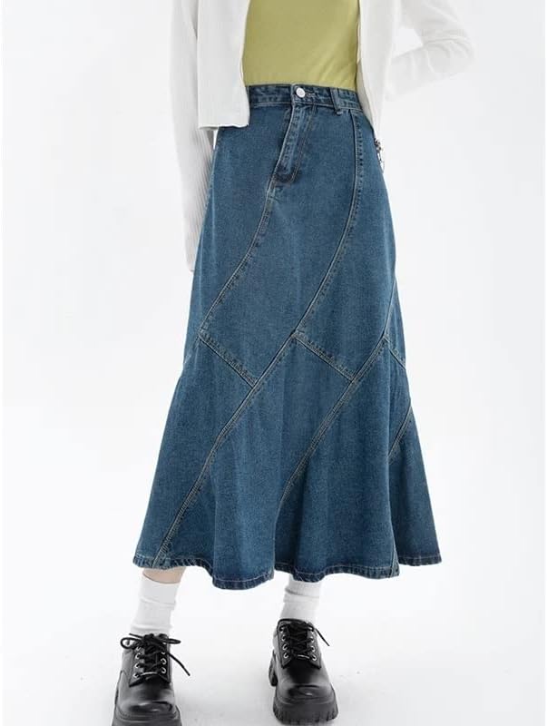 感謝価格 N A 夏のビンテージブルー女性デニムトランペットスカートストリートウェアスタイルカジュアル不規則なハイウエストレディースロングマーメイドジャンスカート Color A Size L Www Rubberdev Gov Lk