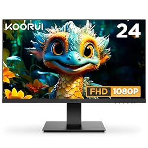KOORUI 24 Inch Monitor, IPS PC Monitor FHD 1080p, HDMI 1.4 (100Hz) & VGA(100Hz), VESA 75 x 75 mm, Eye Care, Tilt Adjustment & Vertical Monitor