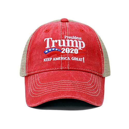 CHOK.LIDS Trump 2020 Keep America Great Campaign Embroidered US Hat Baseball Trucker Cap New TC10 (Red)