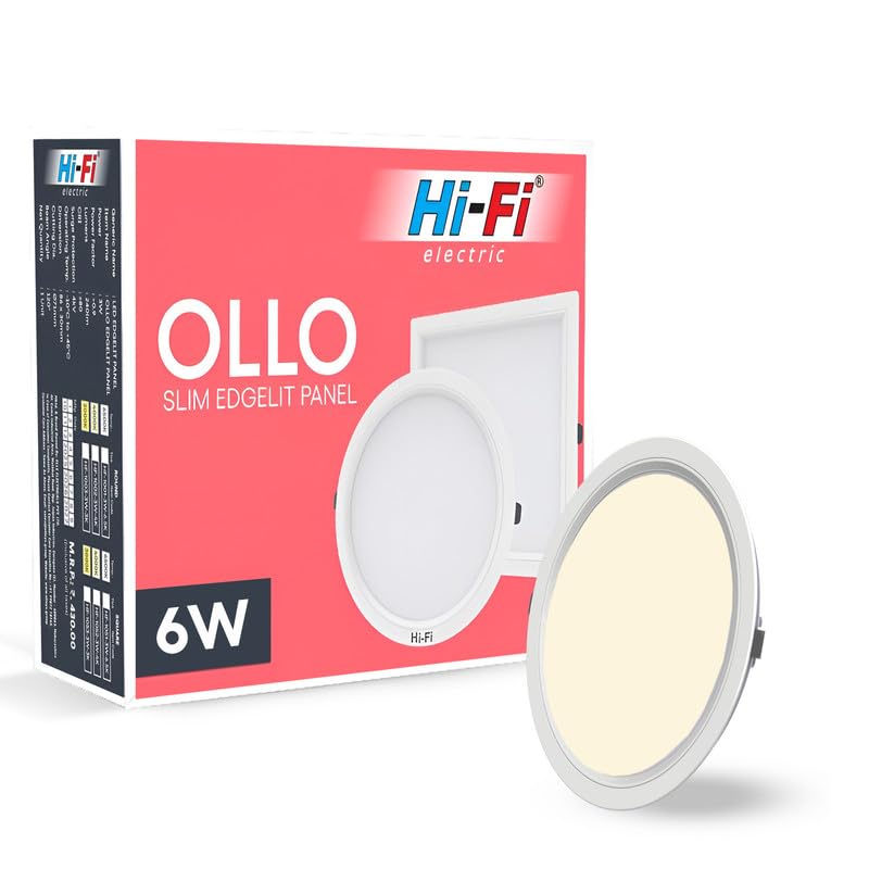 Image of Hi-Fi OLLO 6-watt Round LED Downlighter | LED Ceiling Light for Home and Hall | Cut Out: 68 mm, Color: Warm White Light, (3000K) Pack of 1-Polycarbonate