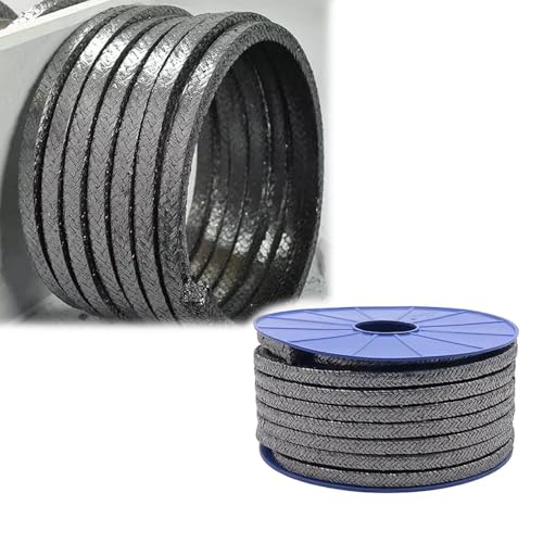 High-Temperature Graphite Rope Packing - Impregnated Fiberglass Seal for Pumps & Valves, 10 Feet Long, Durable, Heat-Resistant, Ideal for Industrial Applications