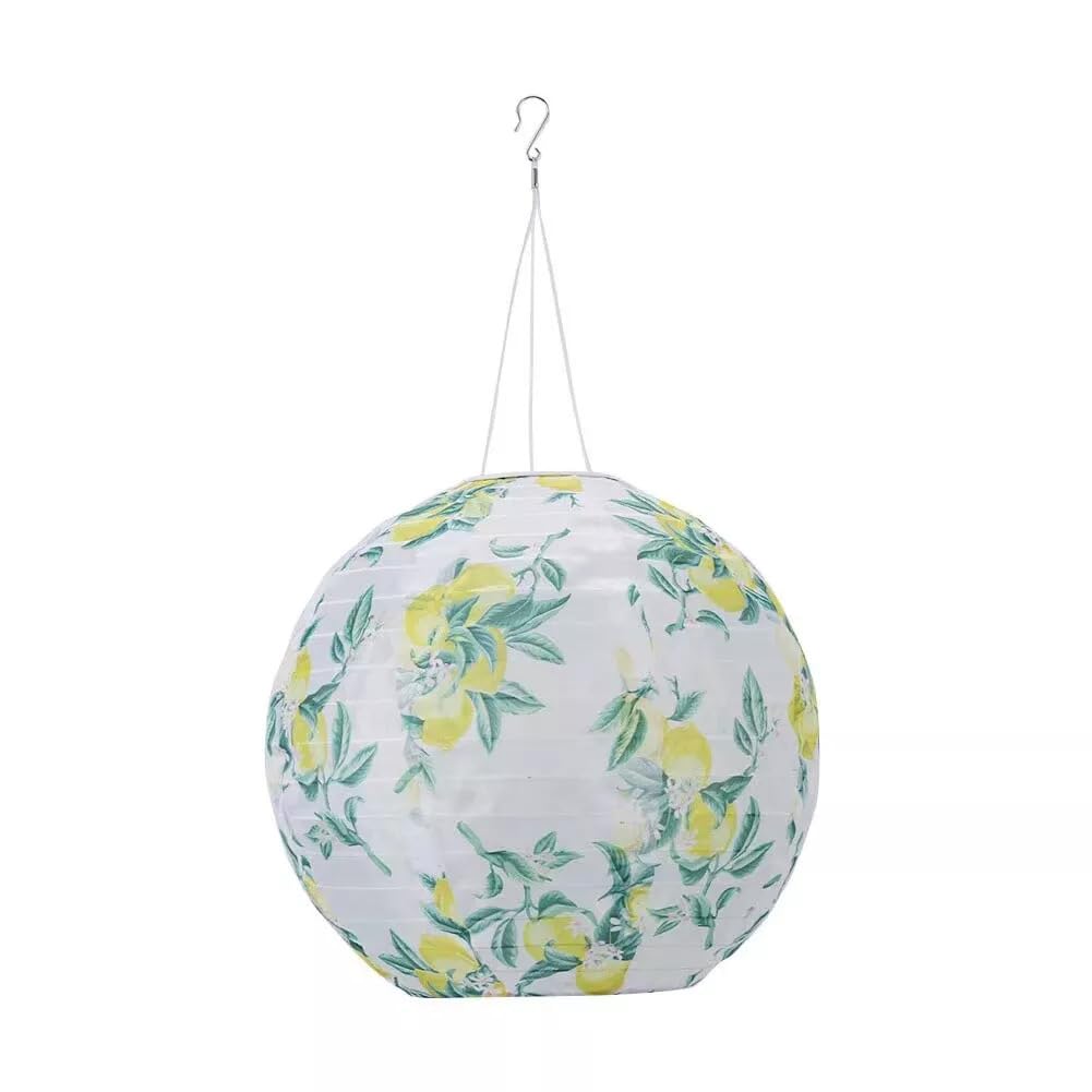 12 Inch Solar Lantern Nylon Waterproof Garden Hanging LED Lights Outdoor Waterproof Lamp (Lemon)