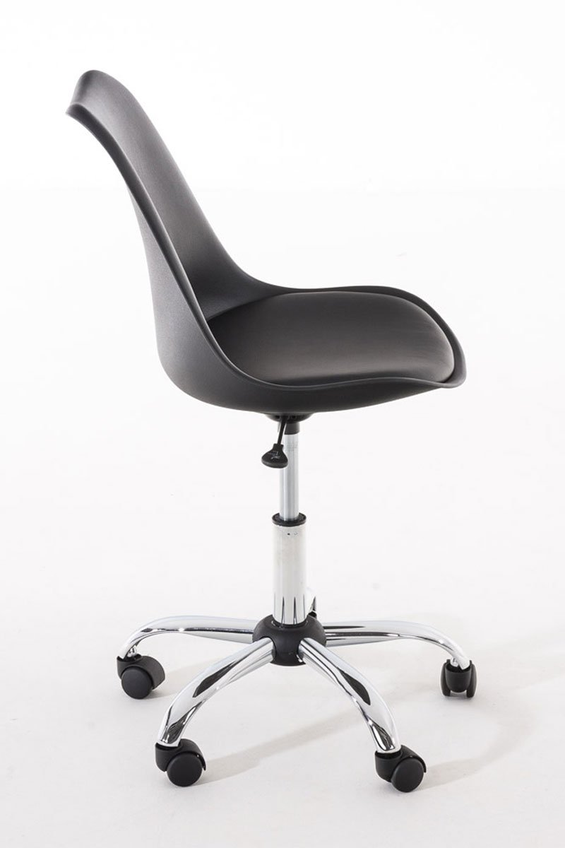 CLP Chaise de Bureau Ergonomique PEGLEG - Fauteuil de Bureau ŕ Roulette avec Dossier en Plastique Solide - Assise Revętu en Similicuir Hauteur R, Couleur:Noir
