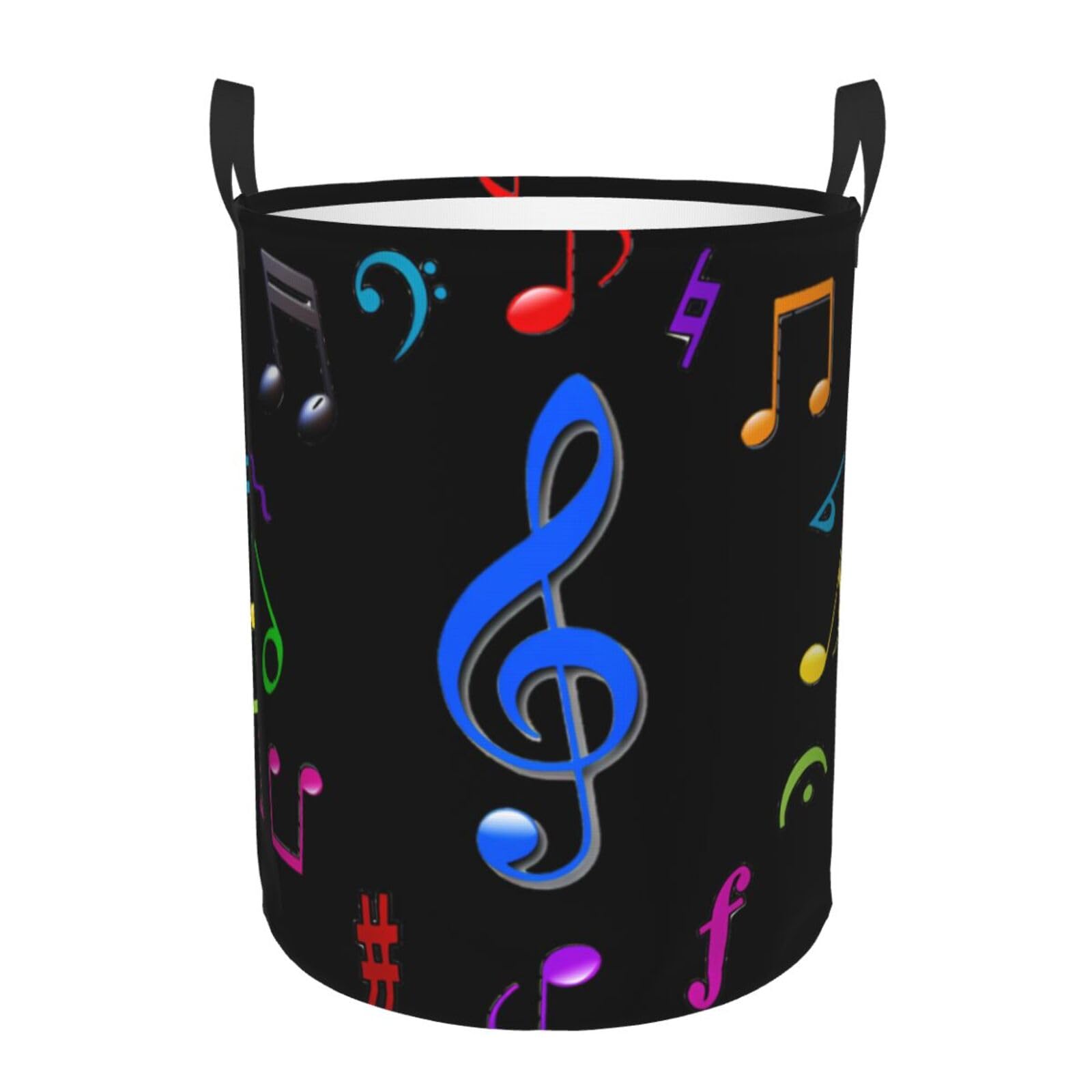 S Circular Hamper Colourful pentatonic music Print for Dirty Clothes