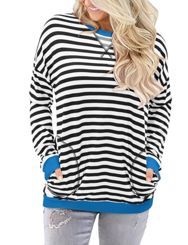 ONLYSHE Womens Crewneck Sweatshirt Casual Loose Fitting Tops Long Sleeve T Shirt