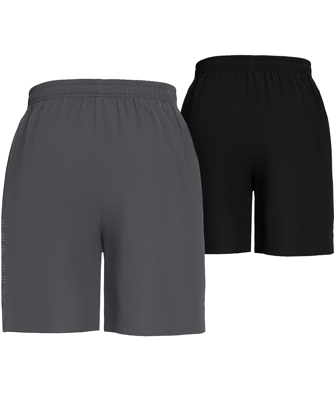 HMIYA 2er Pack Sporthose Herren Kurz Sport Shorts Sommer Laufhose Trainingshose mit Reißverschlusstasch