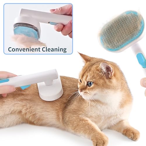 Image of Cat Deshedding Brush Set Cat Brush with Hair Release Button Dogs Cats Pet Grooming Brush Pet Hair Remover for Indoor Cats Furniture and Carpet Cleaning