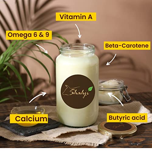 Image of SHAHJI Premium Murrah Buffalo Desi Ghee 1Liter (Pack Of 3) Glass Jar|Made With Bilona Method & Noni Ghee From Grass-Fed Buffalo Milk|Enhance Your Bone Health & Digestion With Lab-Tested