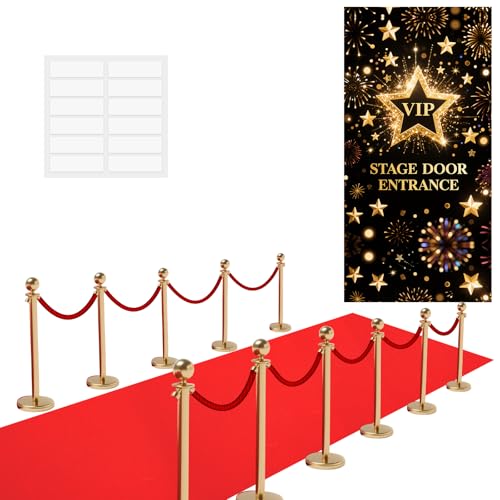KEPYDRMTF Red Carpet Runner For Party 2.6 x 15 ft Prom Decoration Not Slip Red Aisle Rug VIP Stage Door Entrance Cover Movie Theme Floor Carpet for Film Carnival Wedding Hollywood Decoration With Tape