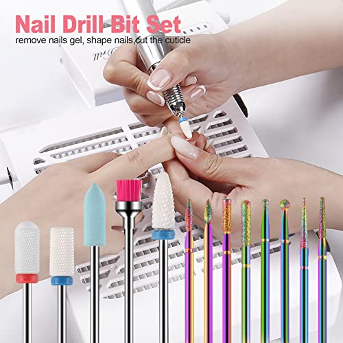 Thlevel 13Pcs Nail Drill Bits Sets, 3/32 Inch Professional Ceramic Nail Drill Bit Sets With Box, Electric Manicure Nail File Bit For Acrylic Gel Nails Cuticle Manicure #TOP1