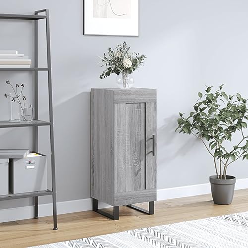 KTHLBRH Aparador Madera de ingeniería Gris Sonoma Aparador de Madera con 3 Compartimentos y Puerta, Mueble de Almacenaje Multiusos para Hogar 34,5x34x90 cm