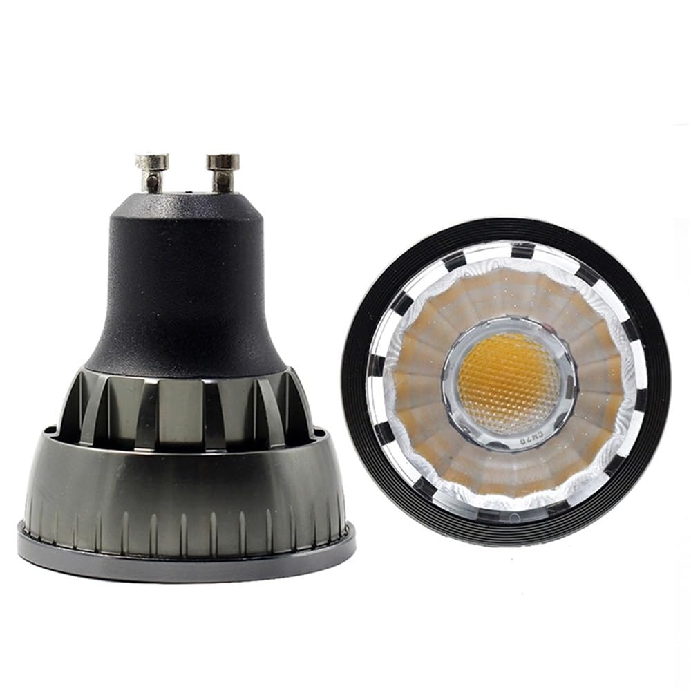 Fengyan Lighting, Paquete de 10, focos LED COB, bombilla regulable GU10 5W AC220V 50MM, lámpara de iluminación interior de aluminio for el hogar(Cold White)
