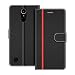 Produktbild COODIO Handyhülle für LG K10 2017 Handy Hülle, LG K10 2017 Hülle Leder Handytasche für LG K10 2017 Klapphülle Tasche, Schwarz/Rot