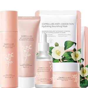Huidverzorgingscadeauset voor tienermeisjes – Camellia-extract huidverzorgingssets en -kits met reiniger-serum-toner-crème-gezichtsset, gezichtsverzorgingssets en kits voor poriën, mee-eters,