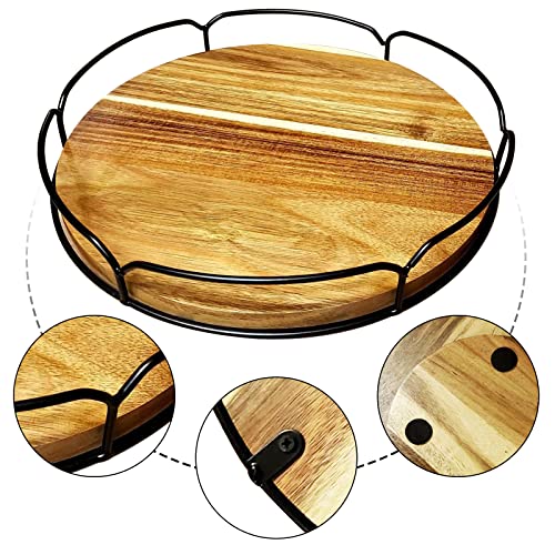 Acacia Wood Lazy Susan,13”Lazy Susan Organizer For Table-Solid Wooden Lazy Susan Organizer For Cabinet-Kitchen Turntable Storage Food Bins Container For Pantry, Counter Top (13 Inch) #TOP1