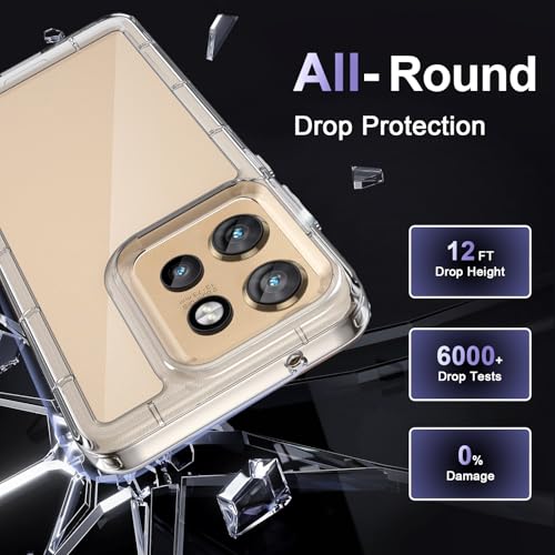 Image of Case for Motorola Edge 50 Neo, Military Grade Drop Protection Phone Case, Yellowing Resistant, Anti-Scratch Hard PC Back, Shockproof Hard Ultra-Thin Protective Cover, Clear