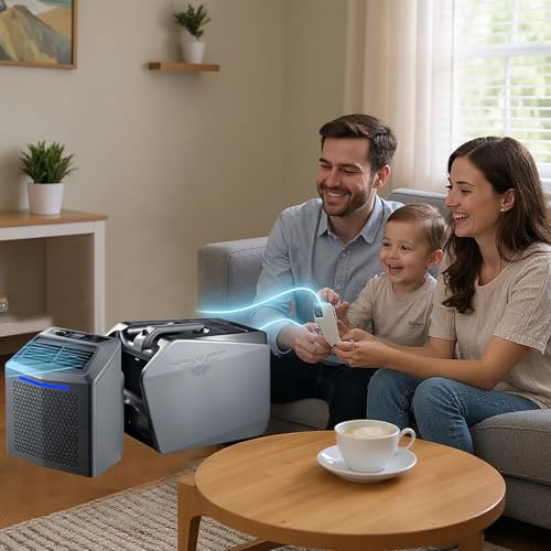 5️⃣【Silenzioso come in biblioteca ≤45 dB e per tutte le avventure】Dormi indisturbato con un funzionamento quasi silenzioso: più silenzioso di un sussurro! Il compressore isolato elimina il rumore alla fonte. Include un telecomando wireless per regolazioni semplici. Utilizzabile ovunque: camper, tende da tetto, terrazze o officine.