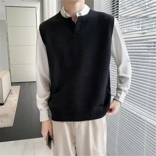 Men's Knitted Pullover Sweater Vest Solid Color Sleeveless Crewneck Outwear Tops2