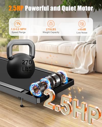 Image of HCOIW Walking Treadmill Pad with Incline - Portable Under Desk Treadmill, Walking Mat Pad with Handle Bar, 2.5HP Low Noise, 2 in 1 Treadmills for Home Office, Remote Control with LED Screen