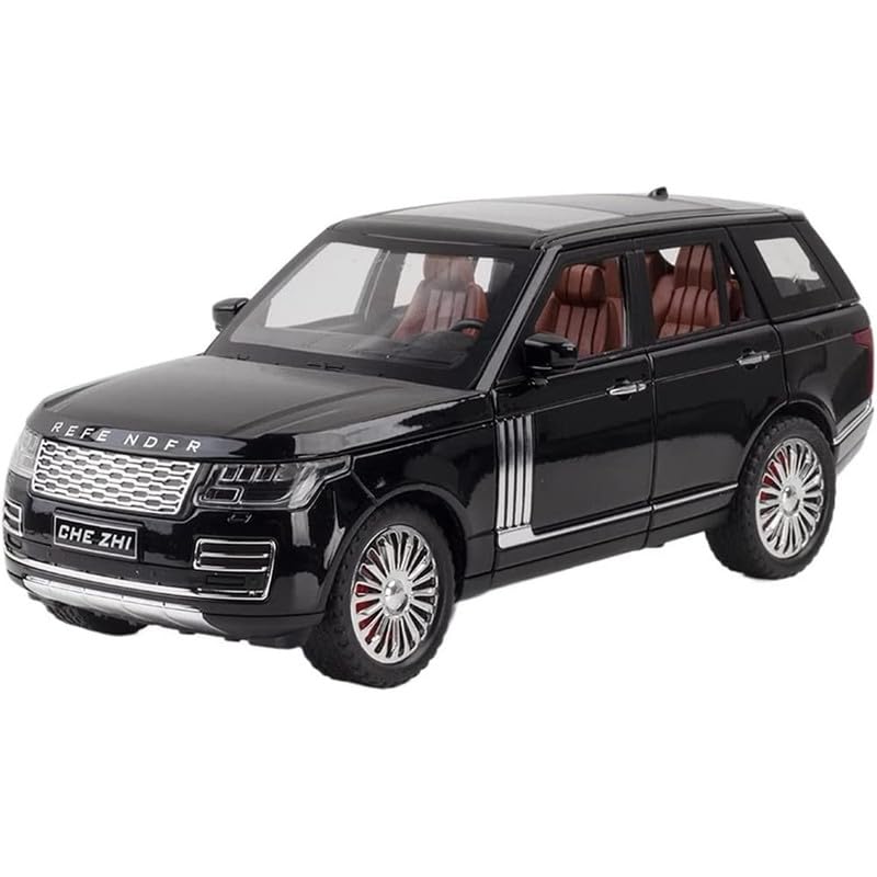 Image of PINQUE Kids New Car 1:24 Refender Diecast Alloy Metal Pull Back Car with Openable Doors Music Sound and Light Vehicle Toy Car for Boys (Black)