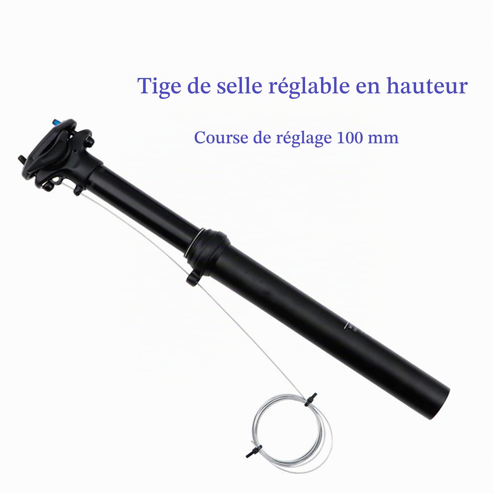 Tige De Selle de Vélo de Montagne Tige de Selle Télescopique En Alliage D'aluminium Réglable de 100 mm de Hauteur avec Acheminement de Câble Externe et Système Hydraulique, 30,9 / 31,6 X375mm,30.9