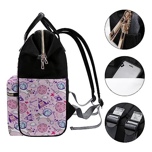 Cute-Unicorns-Stars-and-Planet-Diaper-Bag-Portable-Backpack-Mommy-Bag-Travel-Shoulder-Daypack-for-Outdoor-Working-Beach