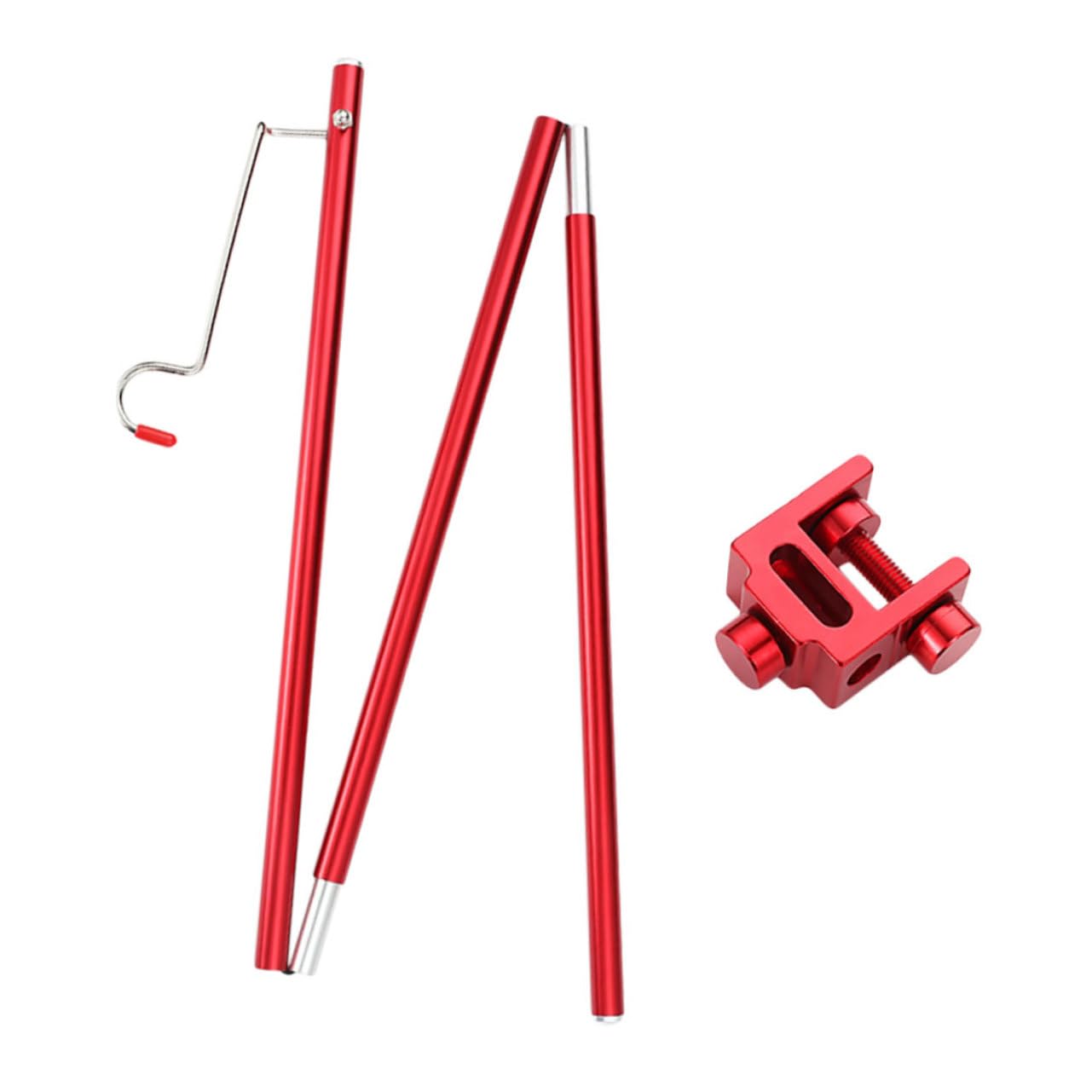 Parliky 1Set Portable Aluminum Alloy Camping Lamp Stand with Hook Lightweight Folding Bracket for Outdoor Use for Picnics and Fishing Red