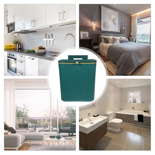 Caneca de basura colgante de pared ARTIBETTER con tapa verde miniatura 3