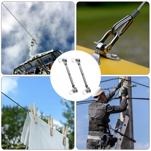 SHOWERORO 2 piezas tensor cerrado de cuerpo para cable de acero inoxidable M8 para rigging industrial y tensión de cable miniatura 7