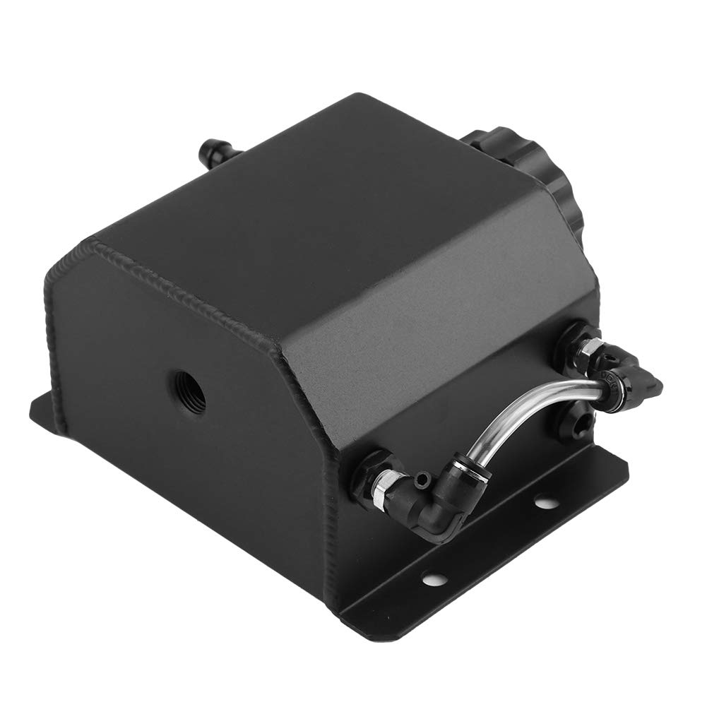 Bouteille de Reniflard de Bidon de Récupération d'huile Moteur en Aluminium de 1 L avec Bouchon de Vidange Bidon Froid Noir pour Bouteille de Reniflard de Récupération d'huile