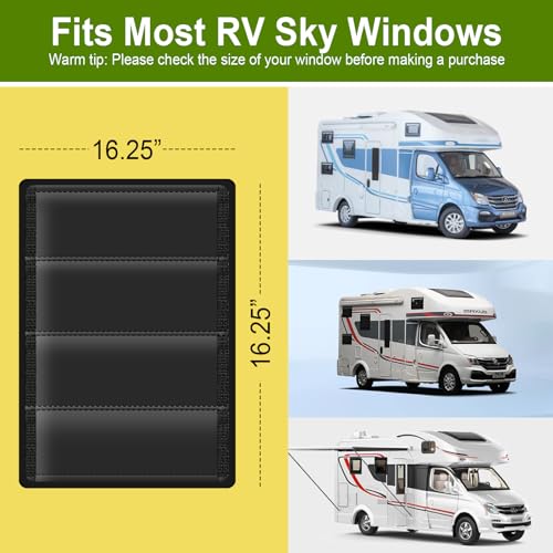 Image of RV Door Window Shade Cover 25 inch (L) x 16 inch (W), Foldable Hook&Loop Design, RV Blackout Window Cover with UV Protection, Waterproof Fabric, Reflective
