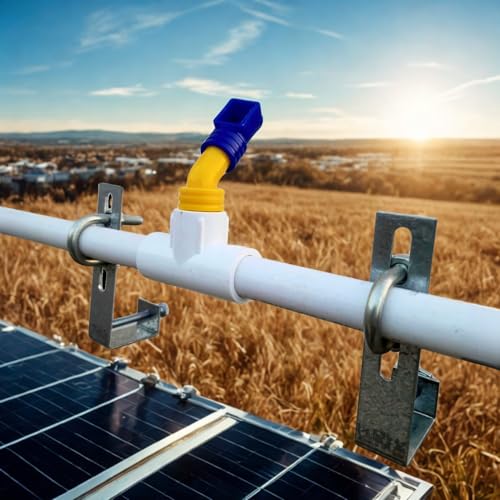 Image of Solar Panel Cleaning Sprinkler and Adjustable Hanger Clamps L Type 1 /2 Size | Universal Fit Brackets & Water Spray System for All Solar Panels (20 PCS Combo)