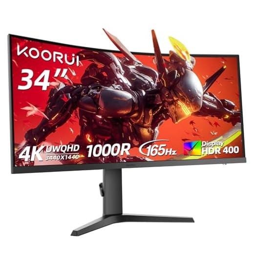 KOORUI 34 inch Curved Gaming Ultrawide Monitor 144hz 165hz 1ms,HDR400 WQHD (3440X1440) 21:9 1000R,DCI-P3 90% Color Gamut,FreeSync,Borderless Design,Eye Cared