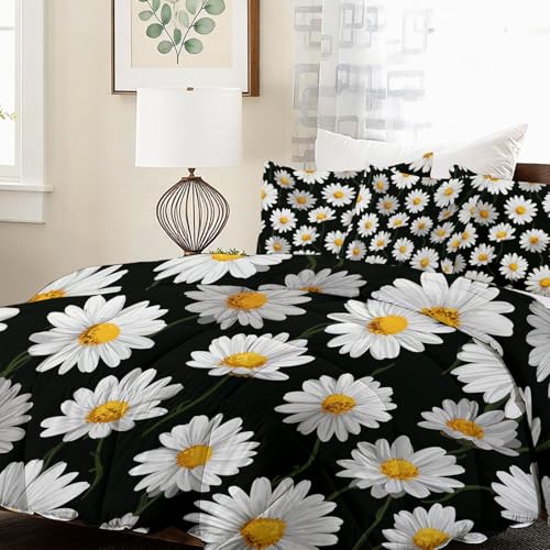 Edredón de verano reversible moderno minimalista con estampado de margarita 5