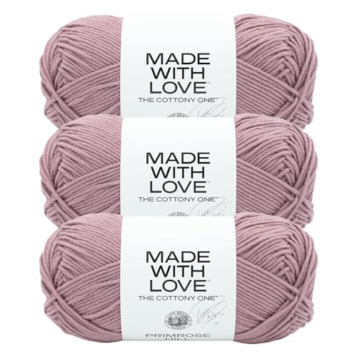 Image of Lion Brand Yarn Made with Love The Cottony One Yarn for Crocheting, Knitting, and Crafts, Primrose Hill, 3 Pack