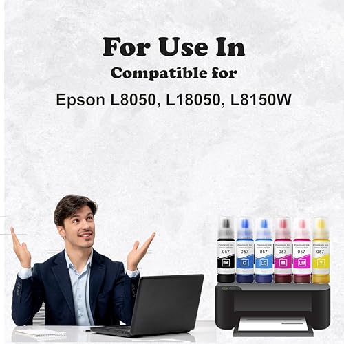 Image of Duplex DTC Refill Ink 057 Compatible with Epson L8050, L18050, L8150W Printer (057 Black Ink 5 Pcs)