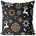 VOID Zimowa dekoracyjna poszewka na poduszkę z reniferem, gwiazdą z poliestru, wodoodporna, do użytku na zewnątrz, rozmiar poduszki: 40 x 40 cm