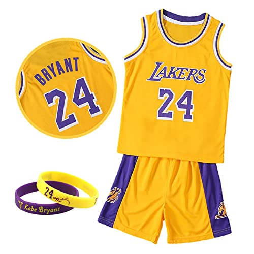 Jersey Children 's Fan Jersey Boys' Sports Wear sin Mangas Baloncesto Chaleco Top y Shorts Sports Suit Summer Sports Wear,Amarillo,XXS