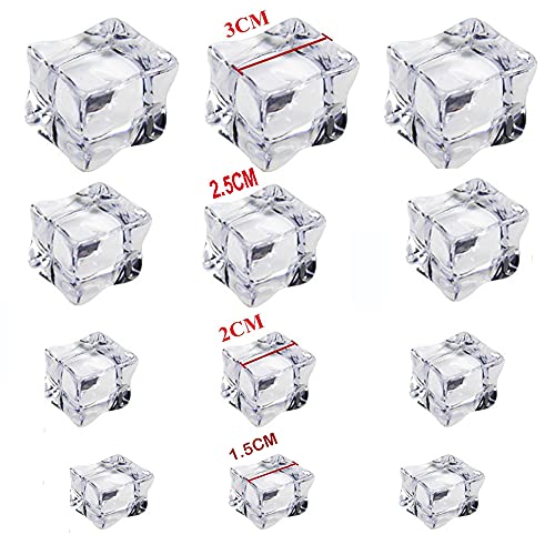 50 Stück Klare gefälschte Eiswürfel,Acryl Eiskristall,Quadrat Künstliche Kristalle,Wiederverwendbare Eiswürfel,Eiswürfel Edelsteine,Acryl dekorative Eisfelsen,30mm Klare Eeiswürfel,Transparent