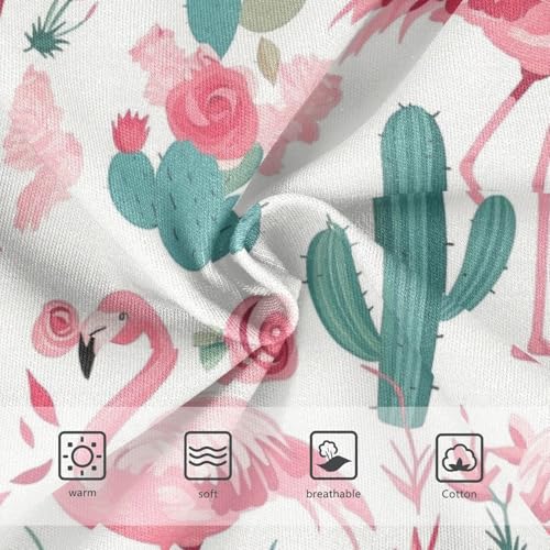 Wusikd Cute Pink Flamingos Girls' Underwear Cotton Cacti Roses Girls Briefs Soft Toddler Underwear 2T3