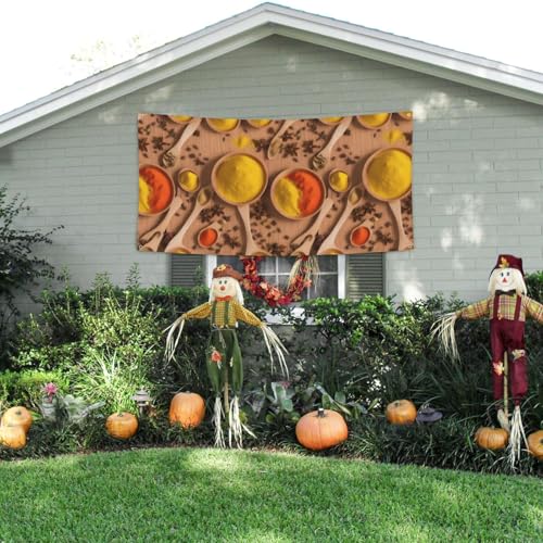 MINDBBDFJ Various Seasonings Printed Patterns Print Banners And Signs For Outdoor/Indoor,Personalized Banner Customizable Parties Halloween Banner (180x90cm)3