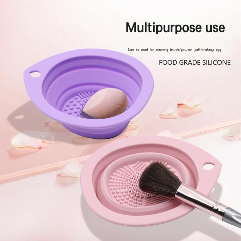 Makeup Cleaning Bowl, Portable Makeup Washing Tool Makeup Brush, Silicone Makeup Brush Cleaning Pad, Foldable Makeup Bowl, Suitable For Makeup Brush, Makeup Sponge, Powder Puff (green, fold)