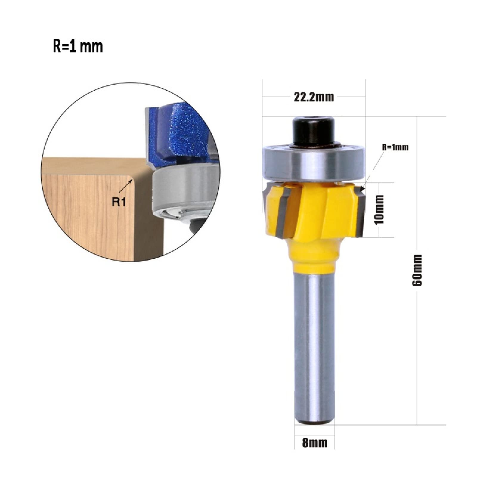 Zkenyao-Router Bit 6mm Shank Woodworking Fresatura Taglierina R1mm R2mm R3mm Trimming Coltello Bordo Bordo Trimmer 4 Denti Router di Legno Bit, 1pc, USA Sicurezza affidabile
