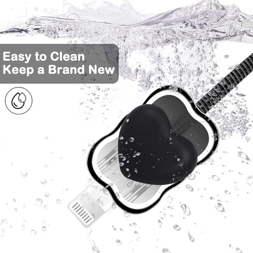Image of EDNITA Charging Cable Protector with 3D Cute Black Heart Pattern for iPhone 18W & 20W Back Case | Flexible Silicone Cable Saver