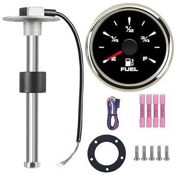 5" Fuel Sender & Fuel Gauge Kit Black