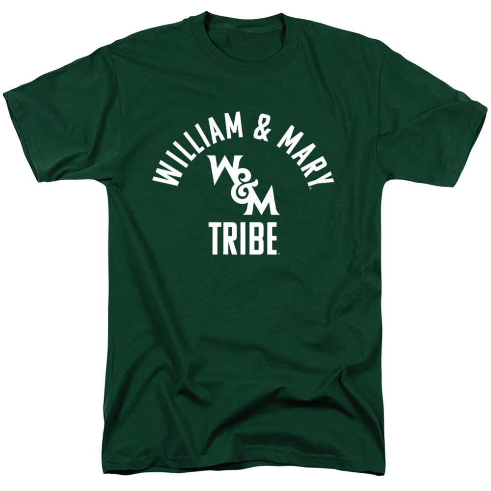 William & Mary Official One Color Wm Tribe Logo Unisex Adult T-Shirt, Hunter Green, Large