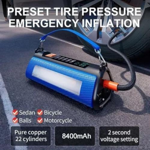 Auxiliar de partida veicular portátil SOS bateria e calibrador compressor bomba de ar portátil digit