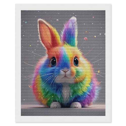 Loisir créatif diamant lapin arc-en-ciel à offrir en cadeau idéal pour adultes débutants